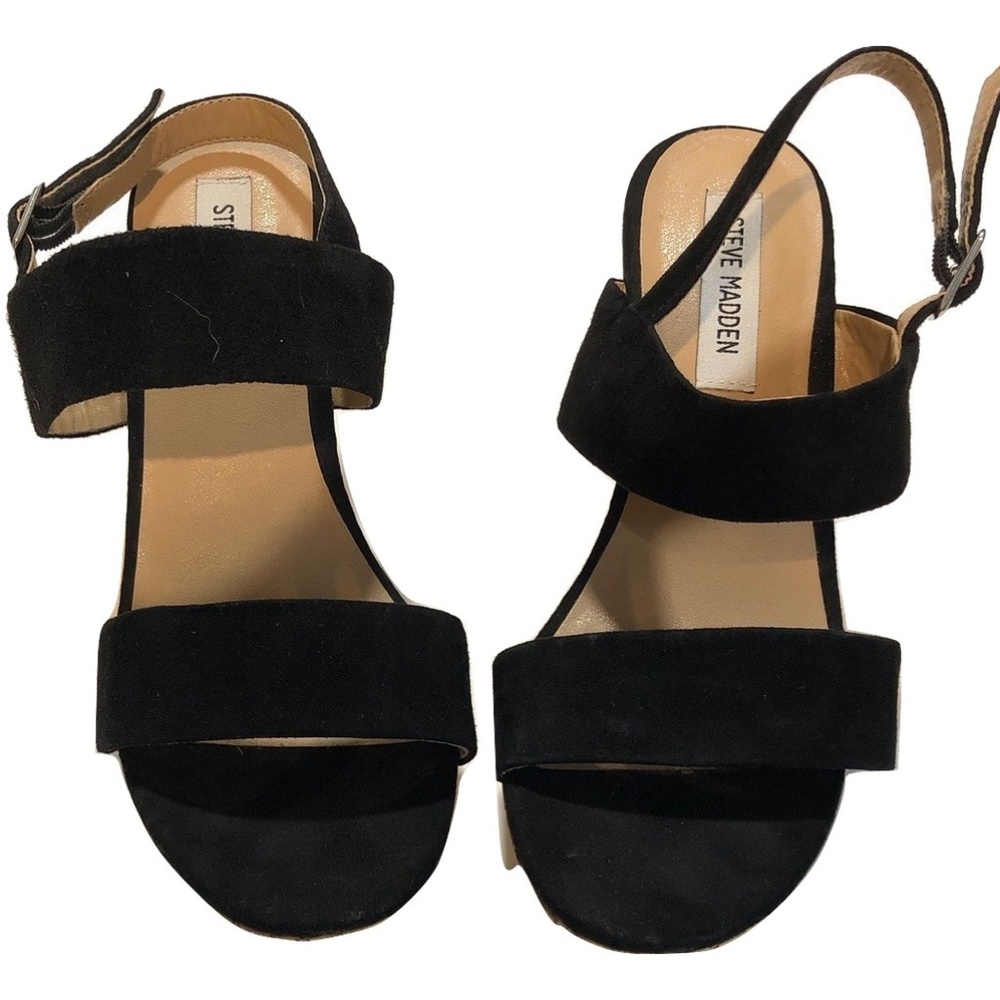 STEVE MADDEN STRAP WEDGE BLACK